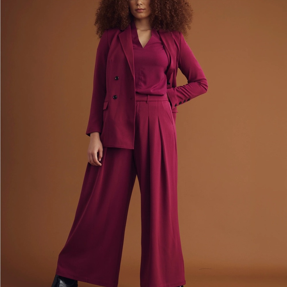 Universal Standard Wide Leg Pants in Deep Berry